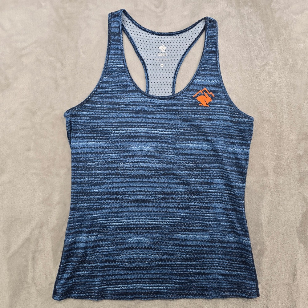 Rabbit Womens Medium EZ Tank Top Perf Trail Blue Space Dye Racerback Running
